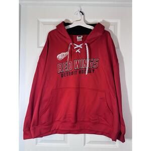 Detroit Red Wings Men's Hockey Lace Up Hoodie Sz 3XL